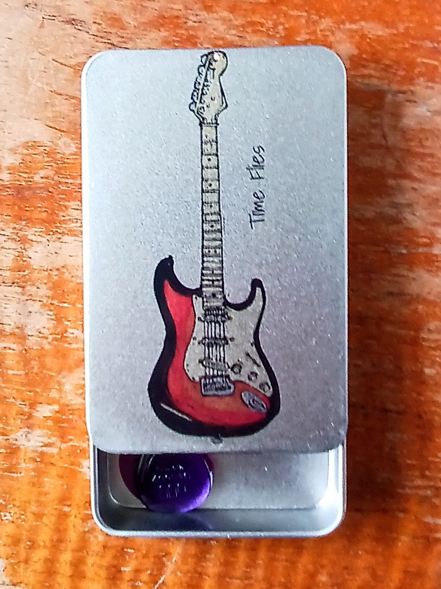 Guitar pick Tin "Time Flies" Strat